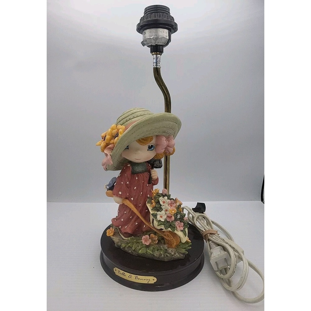 Turtle King Corp Belle and Benny Figure — Girl With Flowers In Wheelbarrow Lamp